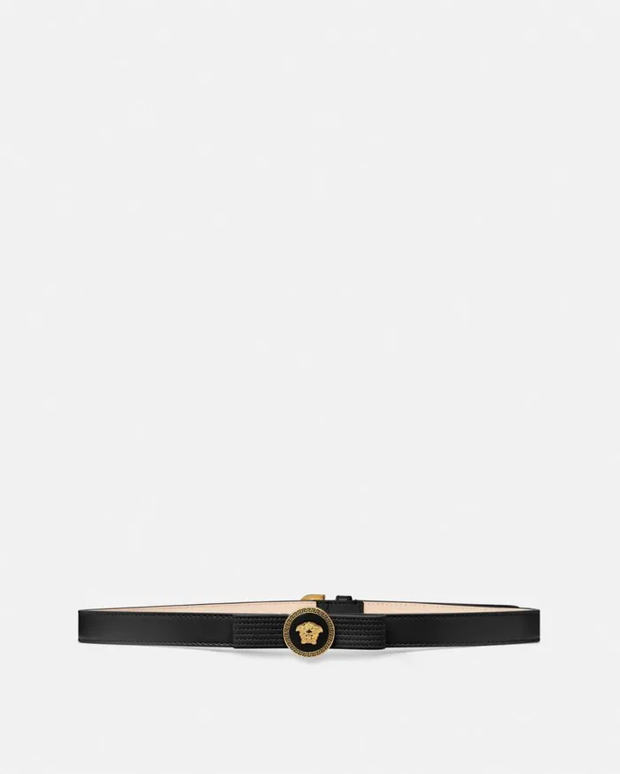 Versace Belts Gianni Ribbon Leather Belt 08034 2 Cm Blackgold 8211 Women