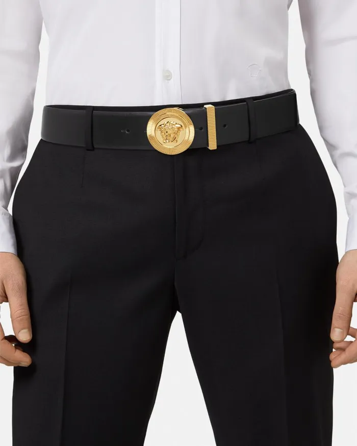 Versace Belts Medusa Biggie Leather Belt 4 Cm Blackgold 8211 Men Versace Belts Medusa Biggie Leather Belt 4 Cm Blackgold 8211 Men