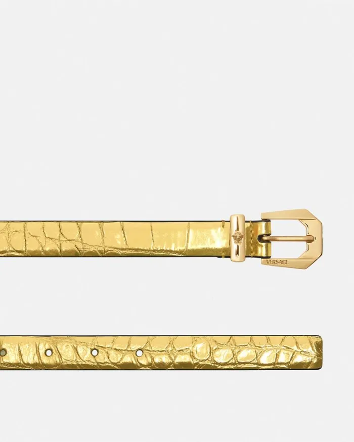 Versace Belts Medusa Heritage CrocEffect Belt 2 Cm Gold 8211 Women Versace Belts Medusa Heritage CrocEffect Belt 2 Cm Gold 8211 Women