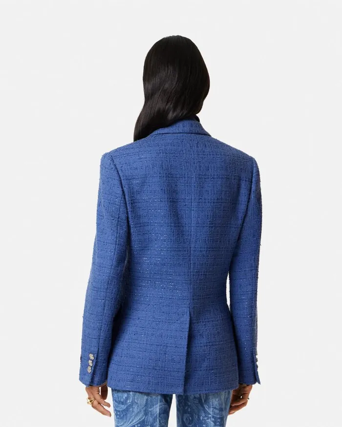 Versace Blazer and Jackets Boucl Tweed Slim Masculine Blazer Blue 8211 Women Versace Blazer and Jackets Boucl Tweed Slim Masculine Blazer Blue 8211 Women