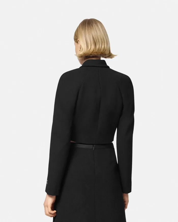 Versace Blazer and Jackets WoolBlend Crop Raglan Jacket Black 8211 Women Versace Blazer and Jackets WoolBlend Crop Raglan Jacket Black 8211 Women