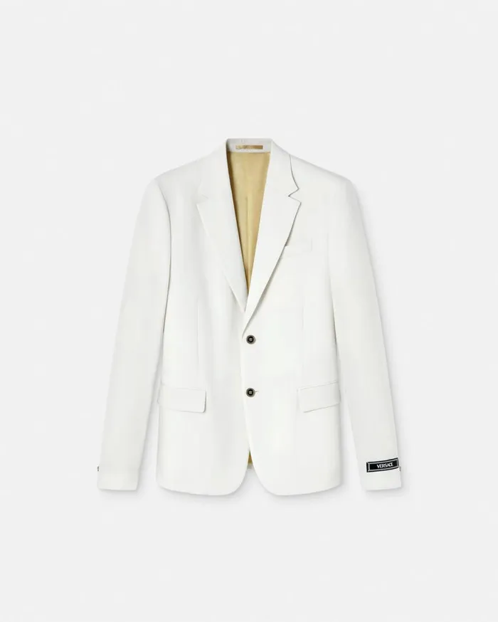 Versace Blazers and Suits Grain De Poudre SingleBreasted Blazer White 8211 Men