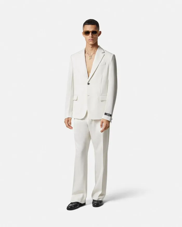 Versace Blazers and Suits Grain De Poudre SingleBreasted Blazer White 8211 Men Versace Blazers and Suits Grain De Poudre SingleBreasted Blazer White 8211 Men