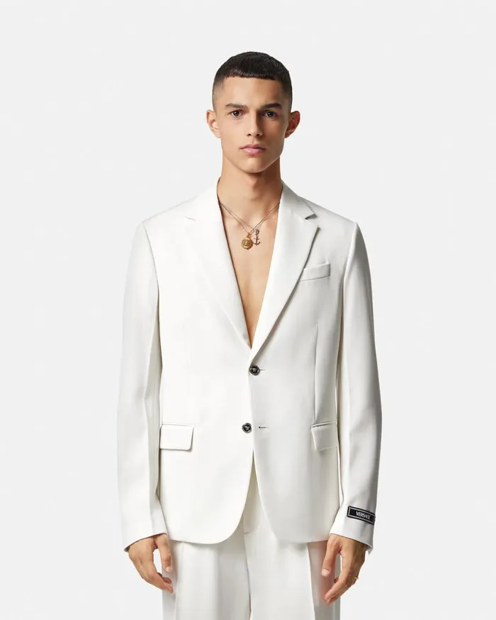 Versace Blazers and Suits Grain De Poudre SingleBreasted Blazer White 8211 Men Versace Blazers and Suits Grain De Poudre SingleBreasted Blazer White 8211 Men