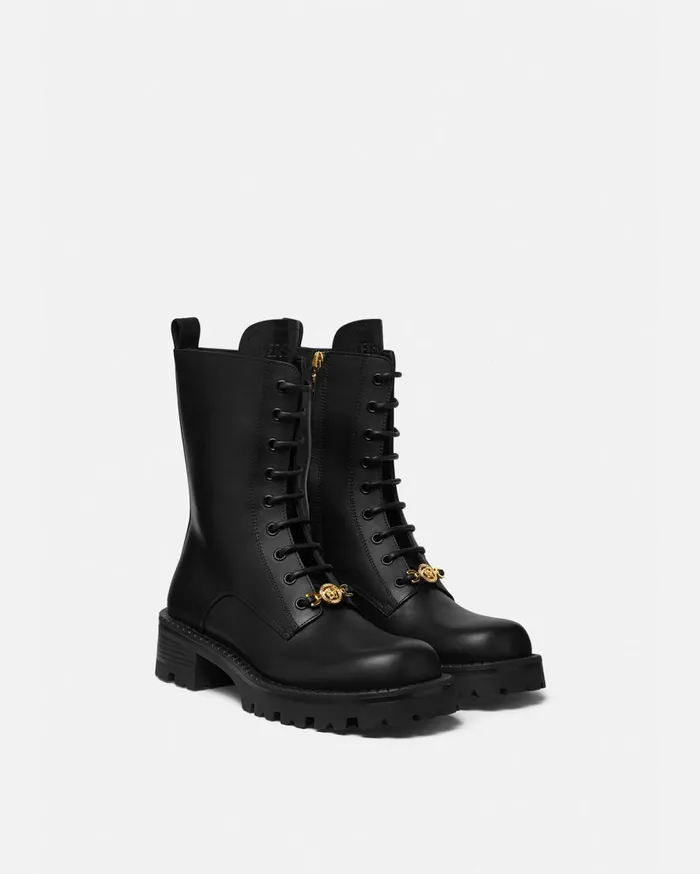Versace Boots Medusa 03995 LaceUp Boots 35 Mm Blackgold 8211 Women Versace Boots Medusa 03995 LaceUp Boots 35 Mm Blackgold 8211 Women