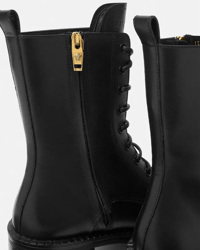 Versace Boots Medusa 03995 LaceUp Boots 35 Mm Blackgold 8211 Women Versace Boots Medusa 03995 LaceUp Boots 35 Mm Blackgold 8211 Women