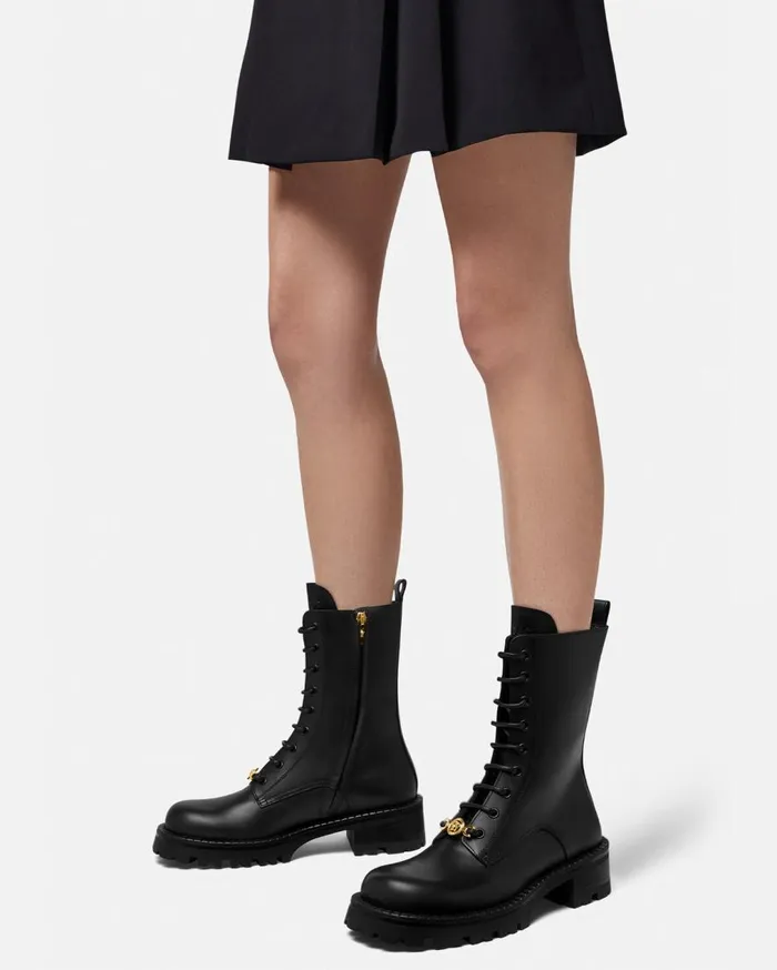 Versace Boots Medusa 03995 LaceUp Boots 35 Mm Blackgold 8211 Women Versace Boots Medusa 03995 LaceUp Boots 35 Mm Blackgold 8211 Women