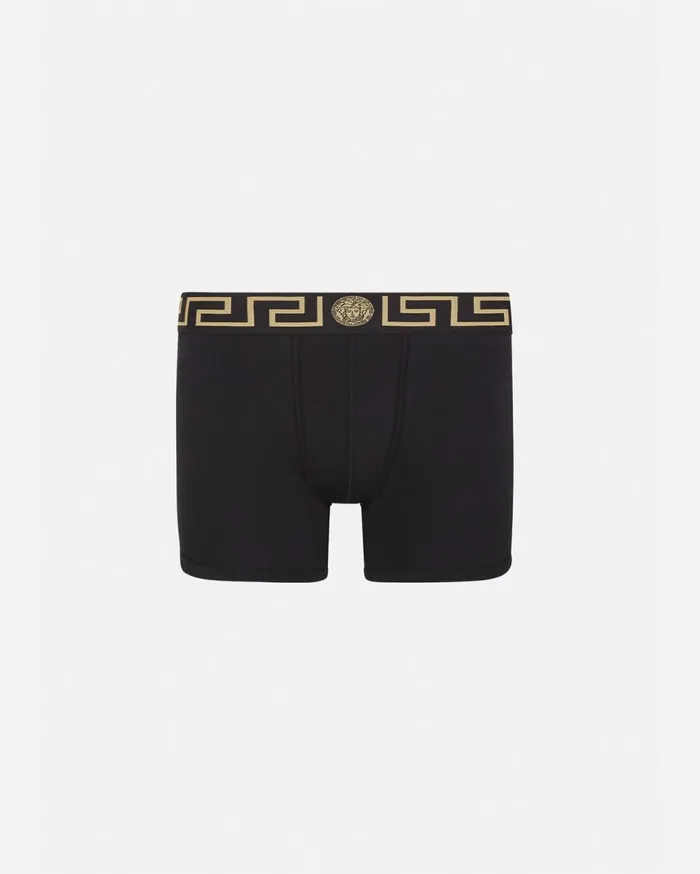 Versace Boxers Greca Border Long Trunks Black 8211 Men