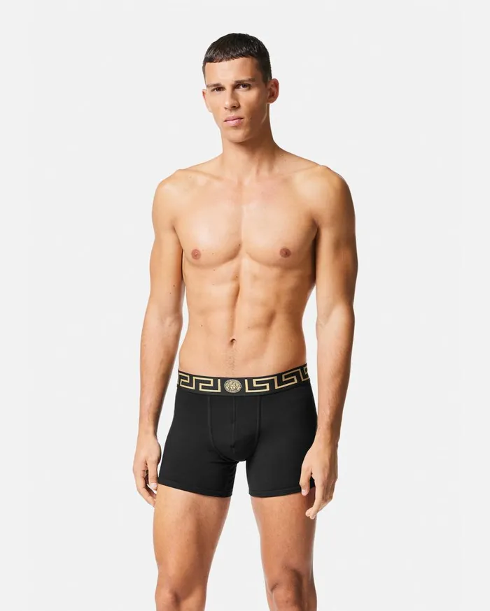 Versace Boxers Greca Border Long Trunks Black 8211 Men Versace Boxers Greca Border Long Trunks Black 8211 Men