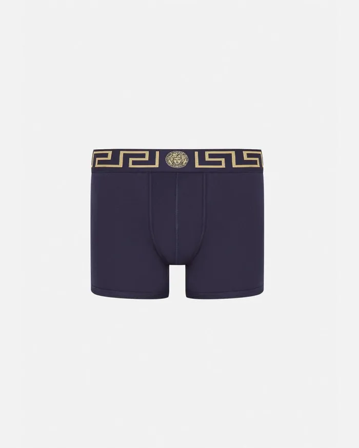 Versace Boxers Greca Border Long Trunks Blue 8211 Men