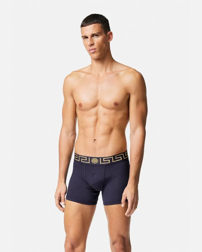 Versace Boxers Greca Border Long Trunks Blue 8211 Men Versace Boxers Greca Border Long Trunks Blue 8211 Men