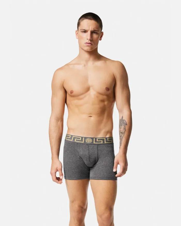 Versace Boxers Greca Border Long Trunks Gray 8211 Men Versace Boxers Greca Border Long Trunks Gray 8211 Men