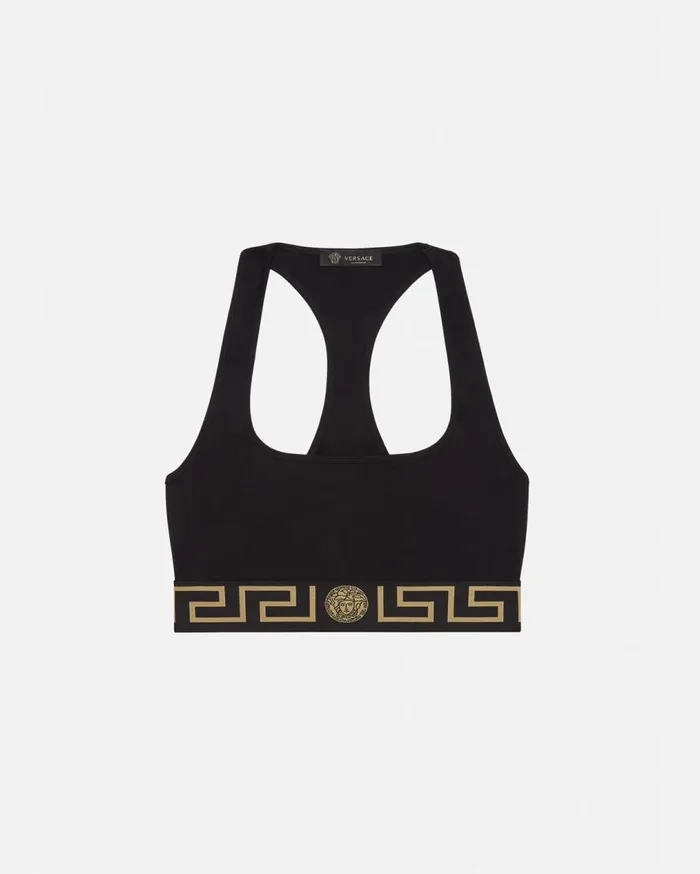 Versace Bras and Briefs Greca Border Scoop Bralette Black 8211 Women