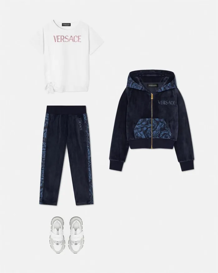 Versace Clothing Barocco Velvet Kids Zip Hoodie Blue 8211 Children Versace Clothing Barocco Velvet Kids Zip Hoodie Blue 8211 Children