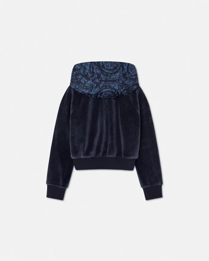 Versace Clothing Barocco Velvet Kids Zip Hoodie Blue 8211 Children Versace Clothing Barocco Velvet Kids Zip Hoodie Blue 8211 Children