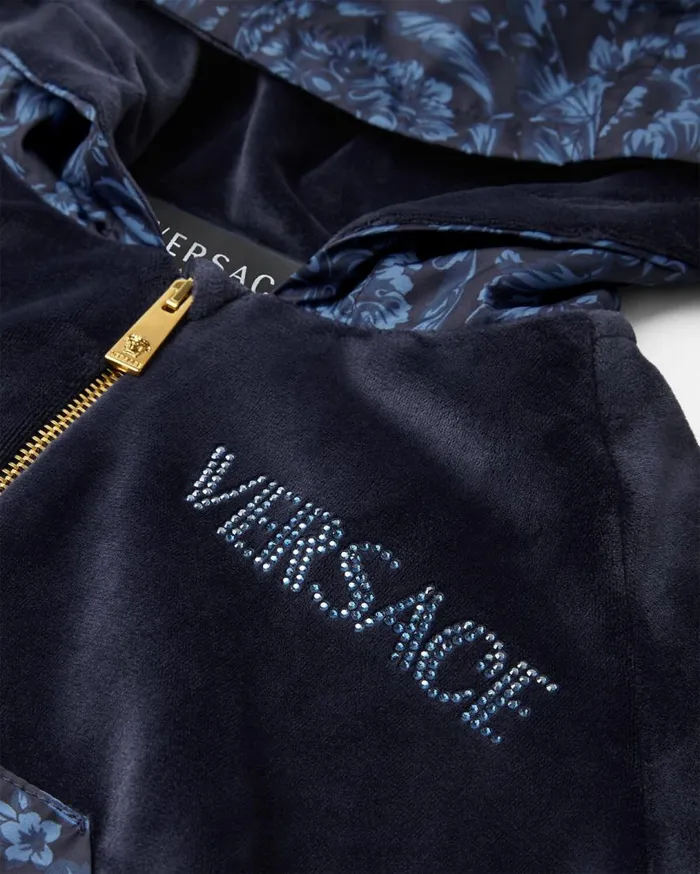 Versace Clothing Barocco Velvet Kids Zip Hoodie Blue 8211 Children Versace Clothing Barocco Velvet Kids Zip Hoodie Blue 8211 Children