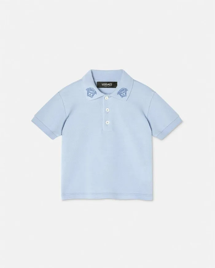 Versace Clothing Embroidered Medusa Baby Polo Shirt Light Blue 8211 Children