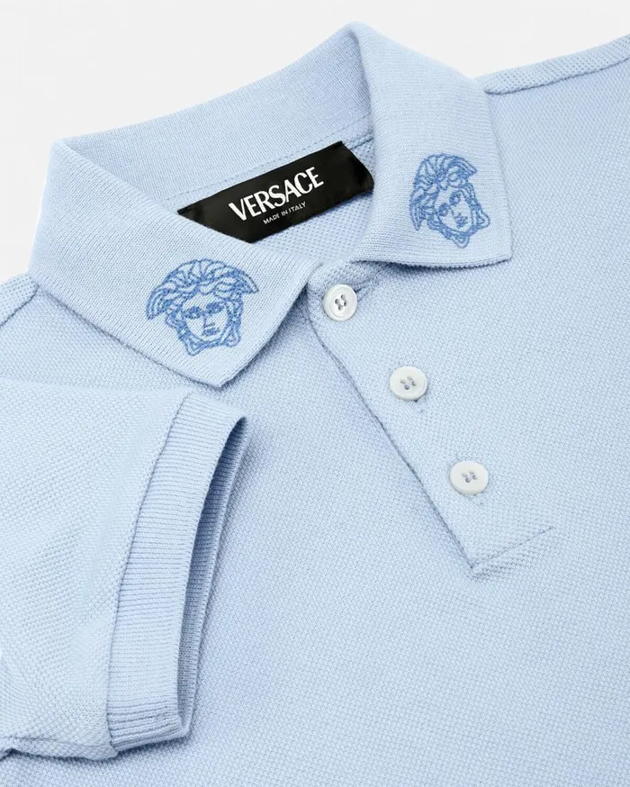 Versace Clothing Embroidered Medusa Baby Polo Shirt Light Blue 8211 Children Versace Clothing Embroidered Medusa Baby Polo Shirt Light Blue 8211 Children