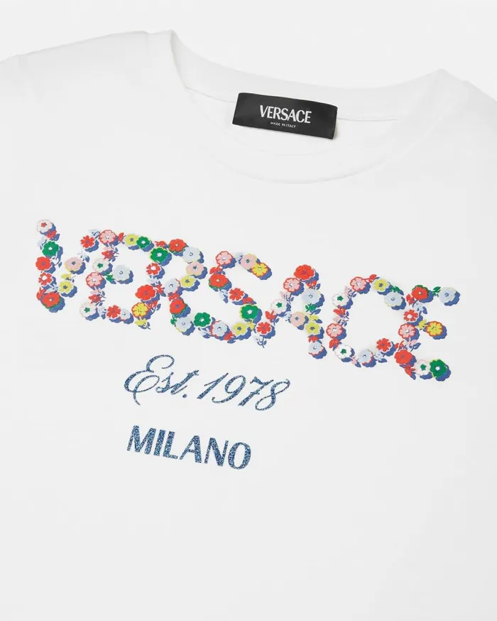 Versace Clothing Falling Flowers Logo Kids TShirt Whiteprint 8211 Children Versace Clothing Falling Flowers Logo Kids TShirt Whiteprint 8211 Children