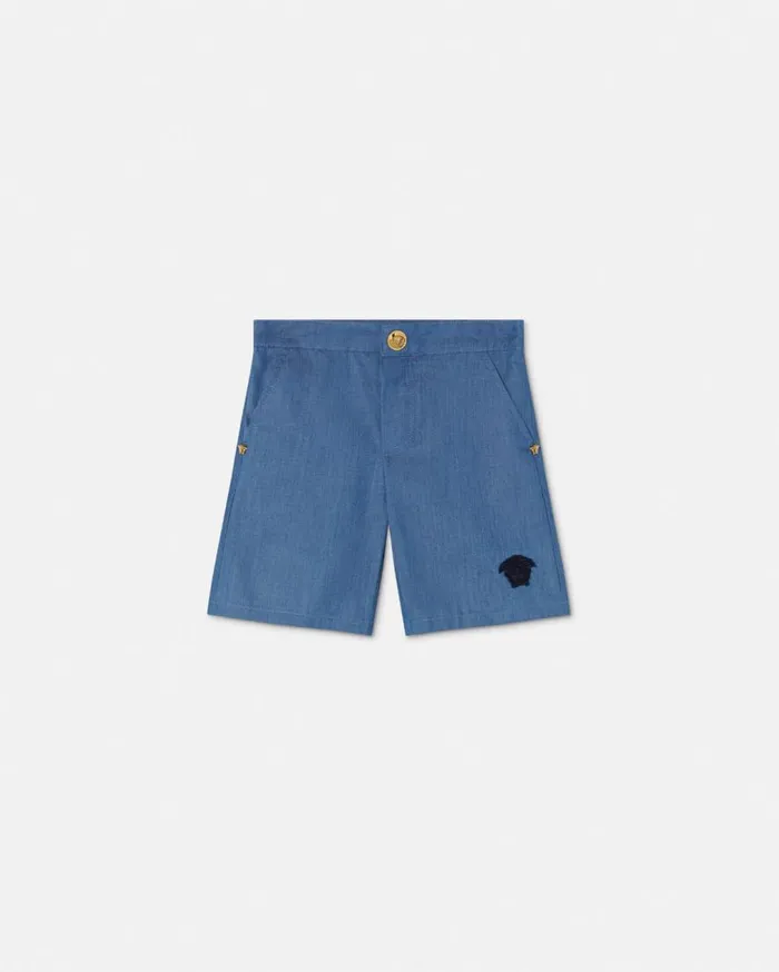 Versace Clothing Medusa Chambray Baby Shorts Blue 8211 Children