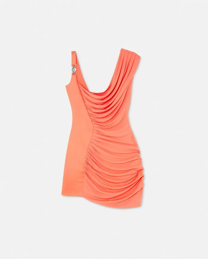 Versace Dresses Medusa 03995 Draped Mini Dress Coral 8211 Women