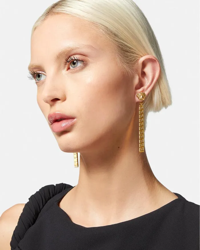 Versace Earrings La Medusa Greca Drop Earrings Light Gold 8211 Women Versace Earrings La Medusa Greca Drop Earrings Light Gold 8211 Women