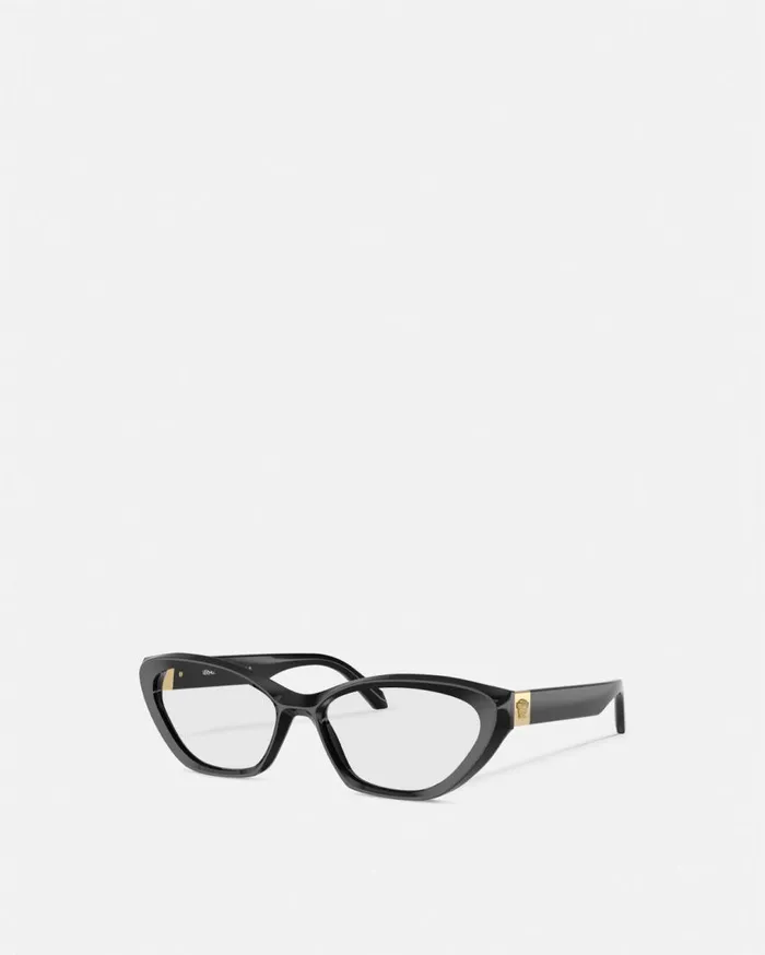 Versace Eyeglass Frames Medusa Plaque CatEye Glasses Blackgold 8211 Women