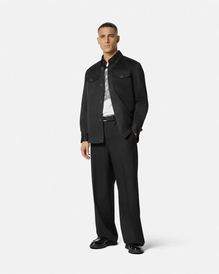 Versace Jackets and Coats Gabardine Overshirt Black 8211 Men Versace Jackets and Coats Gabardine Overshirt Black 8211 Men