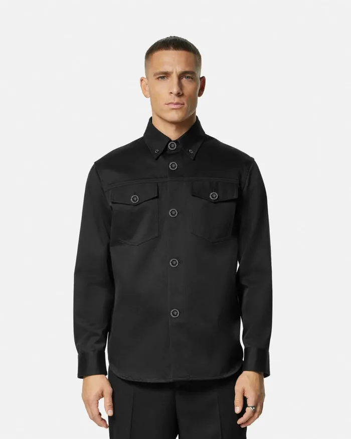 Versace Jackets and Coats Gabardine Overshirt Black 8211 Men Versace Jackets and Coats Gabardine Overshirt Black 8211 Men