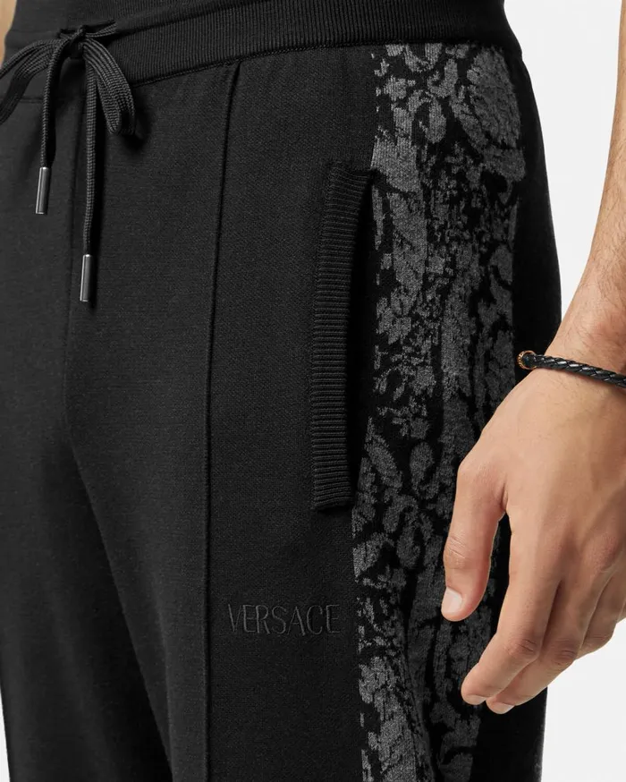 Versace Knitwear Barocco Jacquard Knit Pants Black 8211 Men Versace Knitwear Barocco Jacquard Knit Pants Black 8211 Men