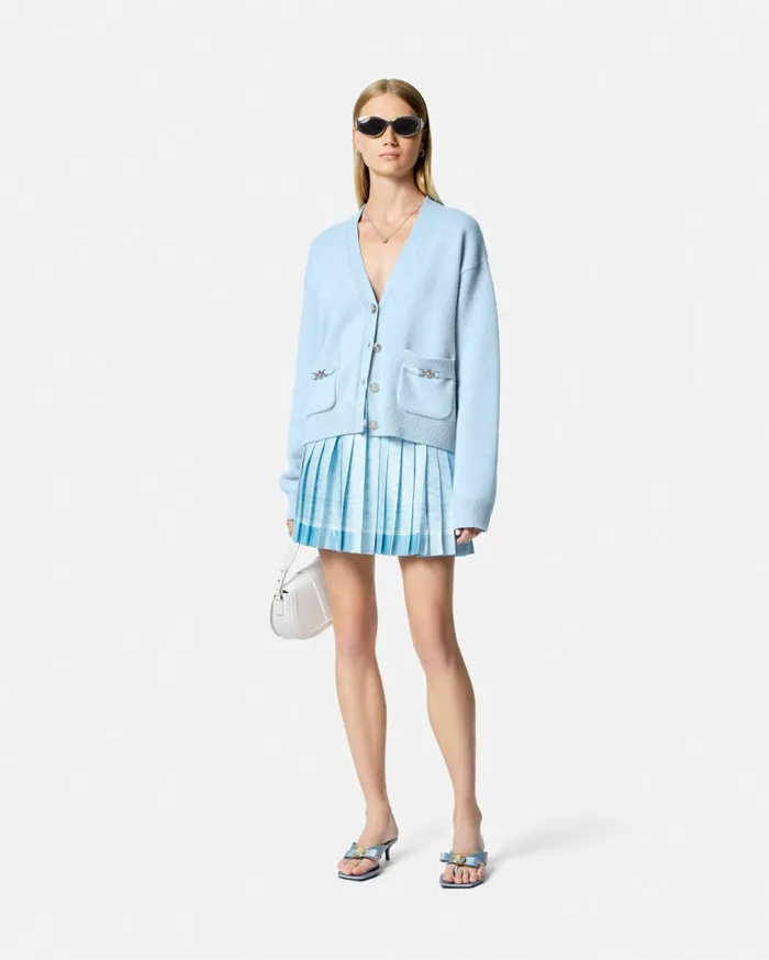 Versace Knitwear Cashmere Knit Cardigan Light Blue 8211 Women Versace Knitwear Cashmere Knit Cardigan Light Blue 8211 Women