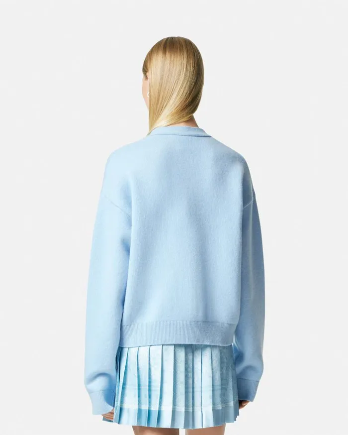 Versace Knitwear Cashmere Knit Cardigan Light Blue 8211 Women Versace Knitwear Cashmere Knit Cardigan Light Blue 8211 Women