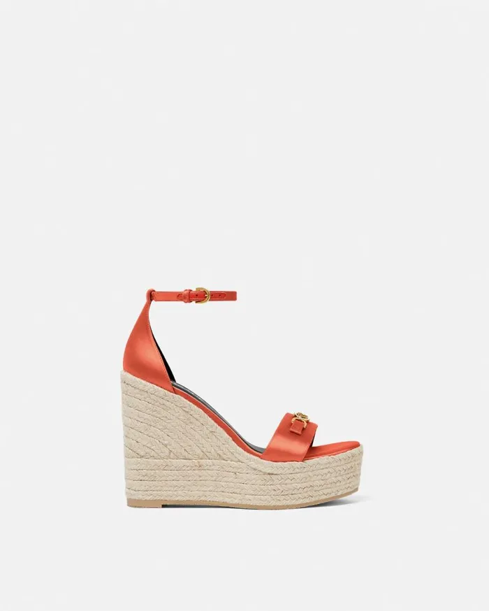 Versace Medusa 03995 Medusa 03995 Satin Wedge Sandals 120 Mm Coral 8211 Women