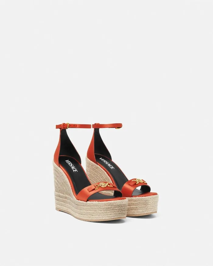 Versace Medusa 03995 Medusa 03995 Satin Wedge Sandals 120 Mm Coral 8211 Women Versace Medusa 03995 Medusa 03995 Satin Wedge Sandals 120 Mm Coral 8211 Women