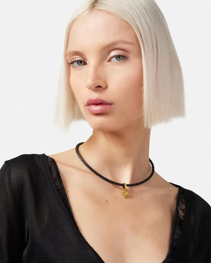 Versace Necklaces Crystal Medusa Braided Necklace Black 8211 Women Versace Necklaces Crystal Medusa Braided Necklace Black 8211 Women