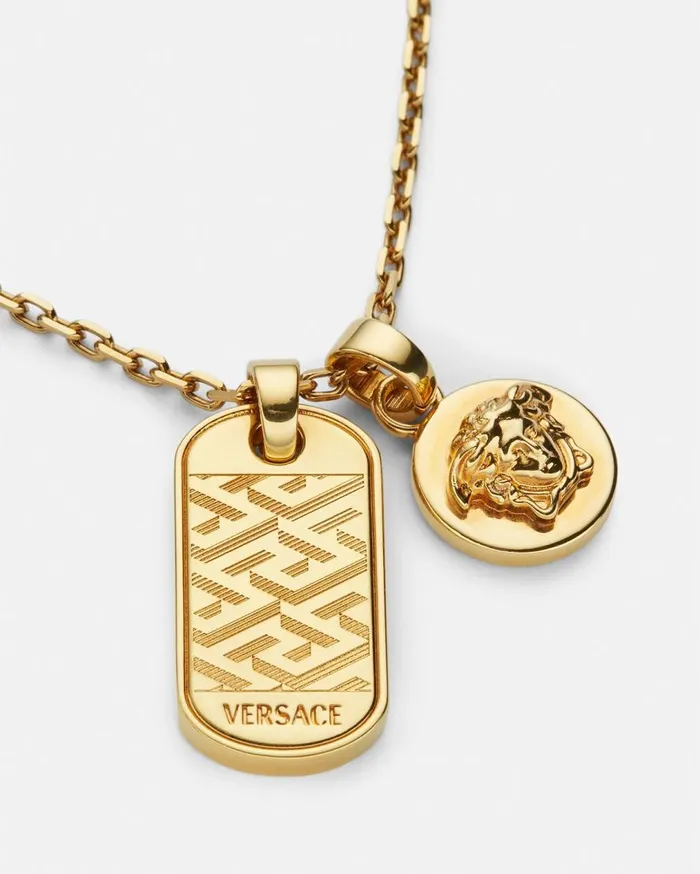 Versace Necklaces La Greca Tag Necklace Light Gold 8211 Men Versace Necklaces La Greca Tag Necklace Light Gold 8211 Men