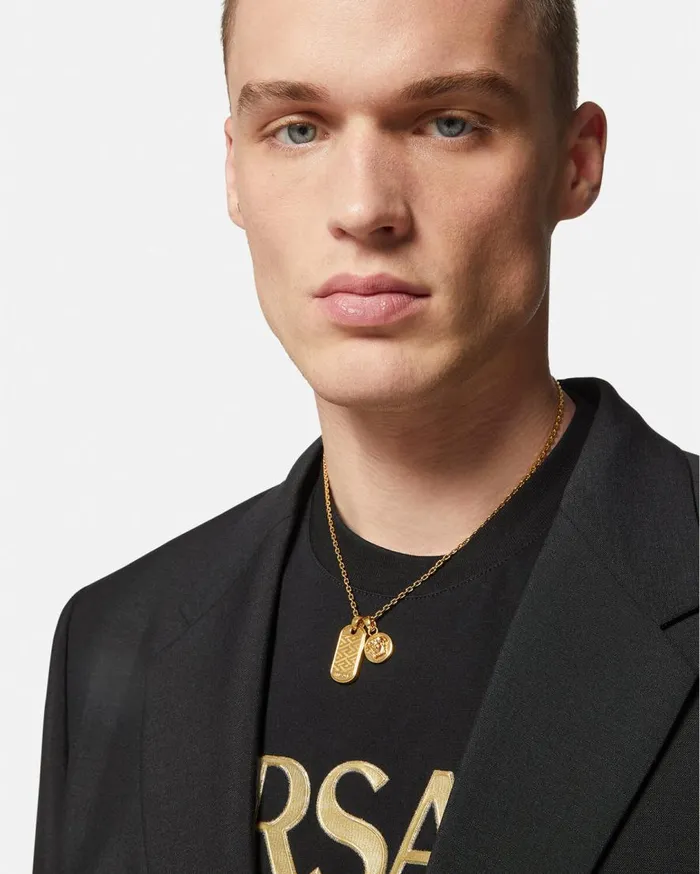 Versace Necklaces La Greca Tag Necklace Light Gold 8211 Men Versace Necklaces La Greca Tag Necklace Light Gold 8211 Men