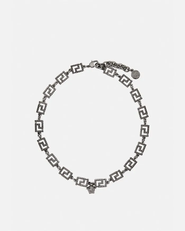 Versace Necklaces Studded Greca Necklace Silver 8211 WomenMen