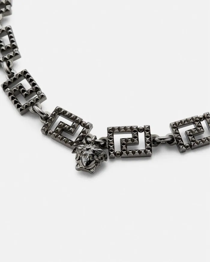 Versace Necklaces Studded Greca Necklace Silver 8211 WomenMen Versace Necklaces Studded Greca Necklace Silver 8211 WomenMen