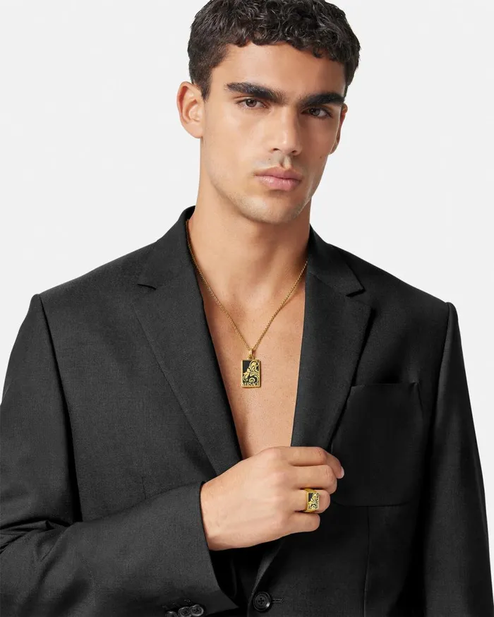 Versace Necklaces Versace Palmette Necklace Blackgold 8211 Men Versace Necklaces Versace Palmette Necklace Blackgold 8211 Men