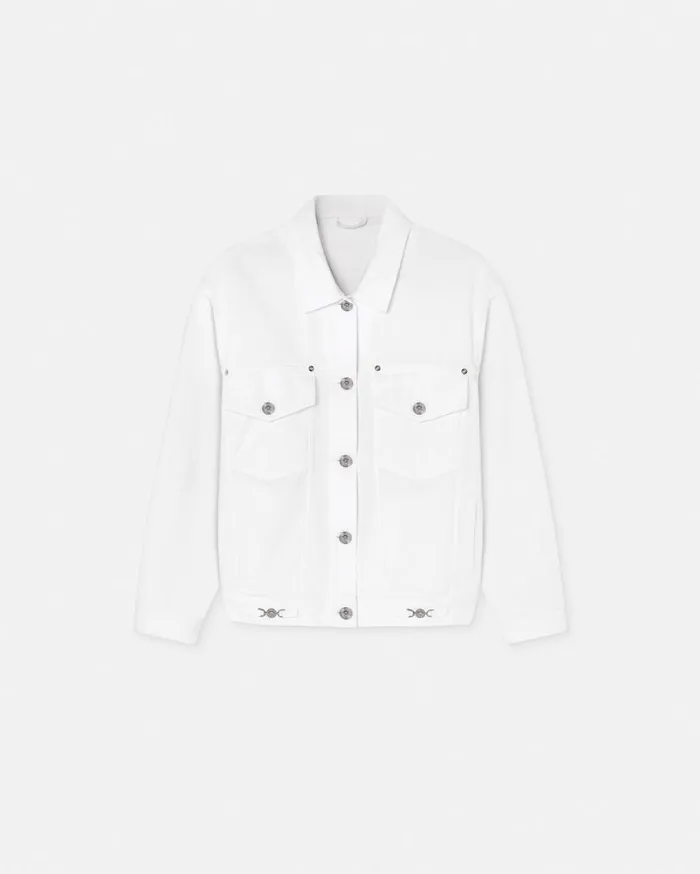 Versace Outerwear and Coats Barocco Sea Oversized Denim Jacket Whiteprint 8211 Women