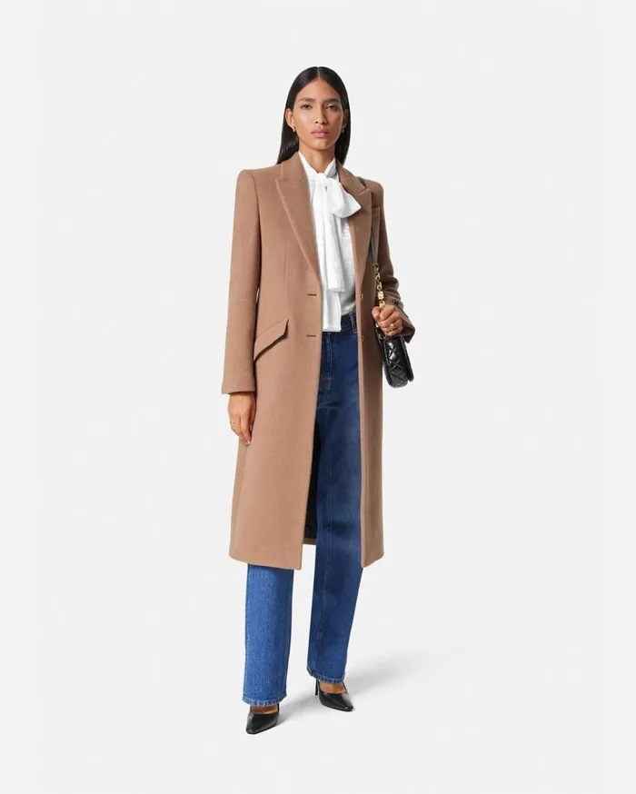 Versace Outerwear and Coats Camel Wool SingleBreasted Long Coat Beige 8211 Women Versace Outerwear and Coats Camel Wool SingleBreasted Long Coat Beige 8211 Women