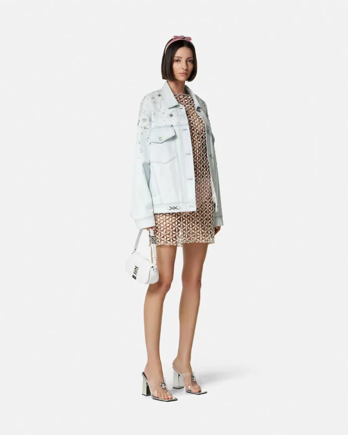 Versace Outerwear and Coats Embellished Oversize Denim Jacket Light Blue 8211 Women Versace Outerwear and Coats Embellished Oversize Denim Jacket Light Blue 8211 Women