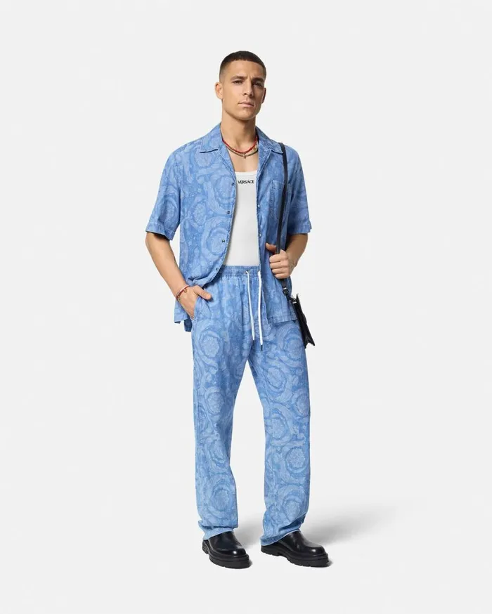 Versace Pants and Shorts Barocco Chambray Denim Pants Blue 8211 Men Versace Pants and Shorts Barocco Chambray Denim Pants Blue 8211 Men