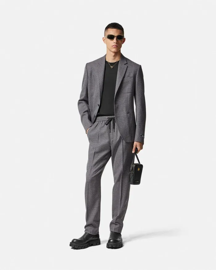 Versace Pants and Shorts Moulin Wool Drawstring Pants Gray 8211 Men Versace Pants and Shorts Moulin Wool Drawstring Pants Gray 8211 Men