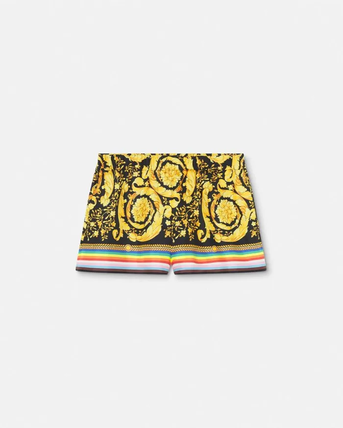 Versace Pants and Shorts Pride Barocco Silk Boxer Short Blackprint 8211 Women