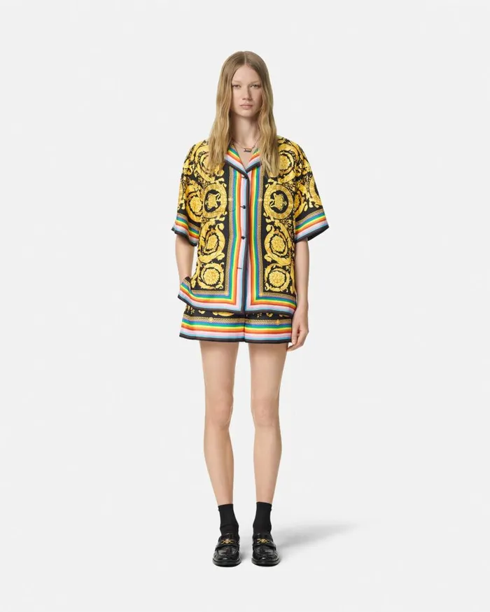 Versace Pants and Shorts Pride Barocco Silk Boxer Short Blackprint 8211 Women Versace Pants and Shorts Pride Barocco Silk Boxer Short Blackprint 8211 Women