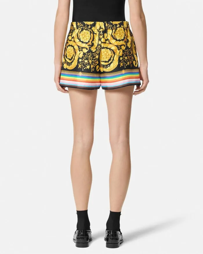 Versace Pants and Shorts Pride Barocco Silk Boxer Short Blackprint 8211 Women Versace Pants and Shorts Pride Barocco Silk Boxer Short Blackprint 8211 Women