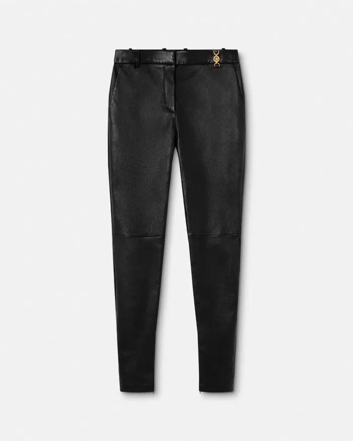 Versace Pants and Shorts Slim Fit Leather Pants Black 8211 Women