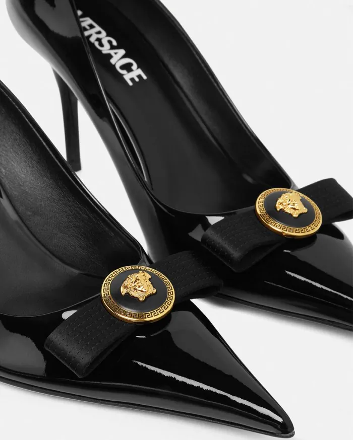 Versace Pumps and Slingbacks Gianni Ribbon Pumps 85 Mm Blackgold 8211 Women Versace Pumps and Slingbacks Gianni Ribbon Pumps 85 Mm Blackgold 8211 Women